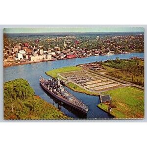 Postcard Wilmington U. S. S. North Carolina WWII Battleship Cape Fear River 1970